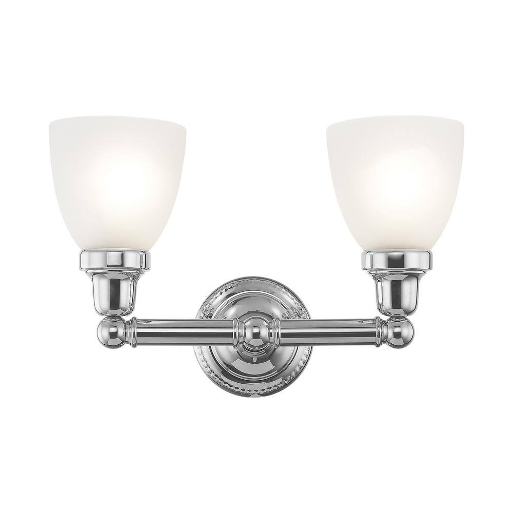 Polished Chrome 2-Light Vanity with Satin Opal Glass