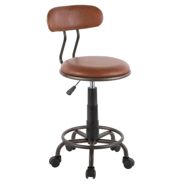 Lumisource Swift Antique Metal and Brown Faux Leather Task Chair