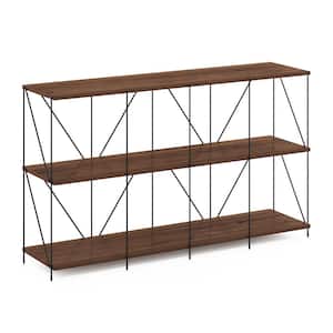 Besi 47.24 in. W Walnut Cove 4 x 2 Industrial Bookcase with Metal Frame