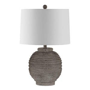 Pendri 24 in. Brown Table Lamp with White Shade