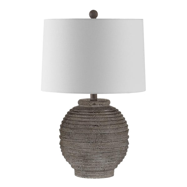 SAFAVIEH Pendri 24 in. Brown Table Lamp with White Shade