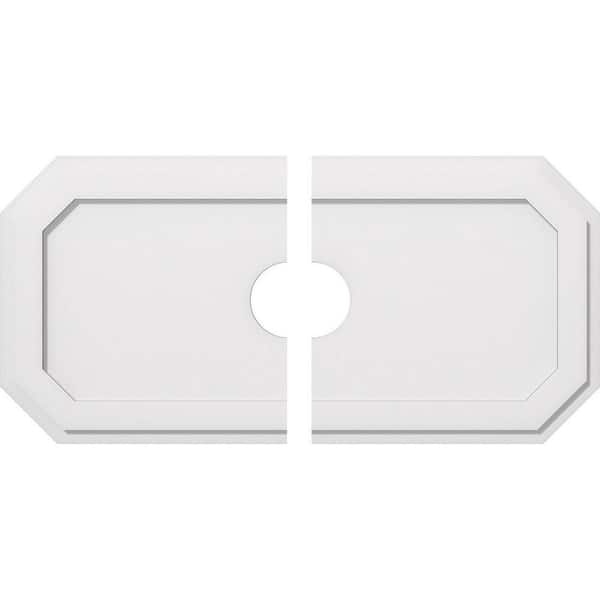 Ekena Millwork 38 in. W x 19 in. H x 5 in. ID x 1 in. P Emerald Architectural Grade PVC Contemporary Ceiling Medallion (2-Piece)