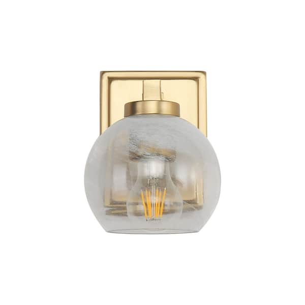 Golden Lighting Elliott 7.25 in. 1 Light Brushed Champagne Bronze Vanity Light with Alabaster Shade