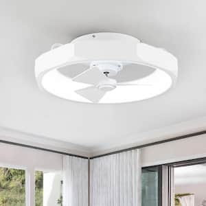 19 in. Indoor Integrated LED White Low Profile Ceiling Fan with Light, Flush Mount Bladeless Ceiling Fan with Remote