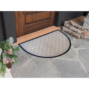 Indoor Outdoor Doormat Beige 24 in. x 36 in. Checker Half Round Floor Mat