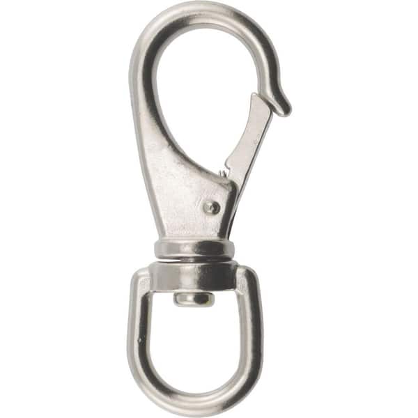 The Hillman Group 3/4 in. x 3-11/16 in. Stainless Steel Round Swivel Eye Quick Snap (3-Pack)
