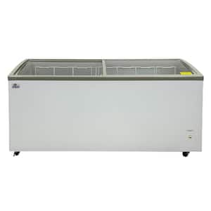 72 in. W 19.3 cu. ft. Manual-Defrost Commercial Chest Portable Sliding 2 Curved Glass Top Freezer in White