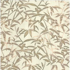 Brown Bryan Taupe Bamboo Matte Non-Pasted Peelable Paper Wallpaper