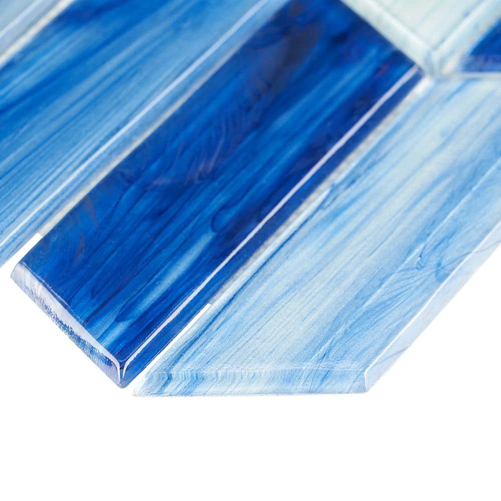Rivulet Blue Chevron Glass Mosaic Wall Tile