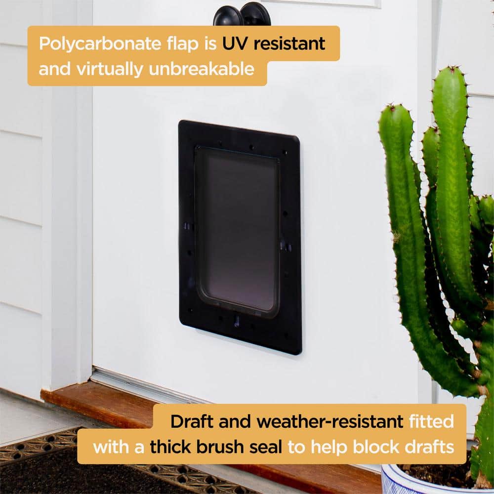Medium Black Polycarbonate Pet Door with Lock