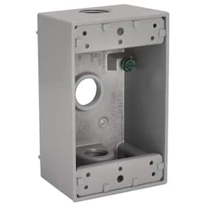 N3R Aluminum Gray 1-Gang Weatherproof Outdoor Electrical Box, 4 Outlets at 1/2-in., With 2 Closure Plugs