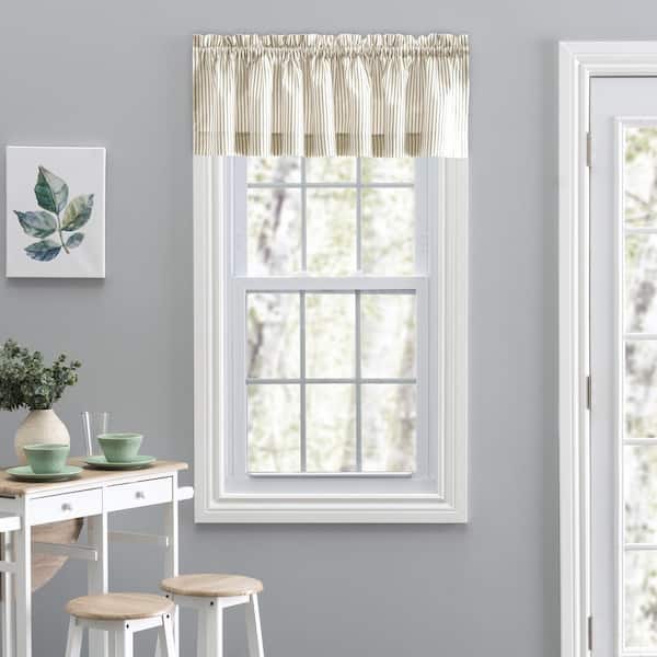 Ellis Curtain Plaza Stripe 15 in. L Polyester/Cotton Tailored Valance in Tan