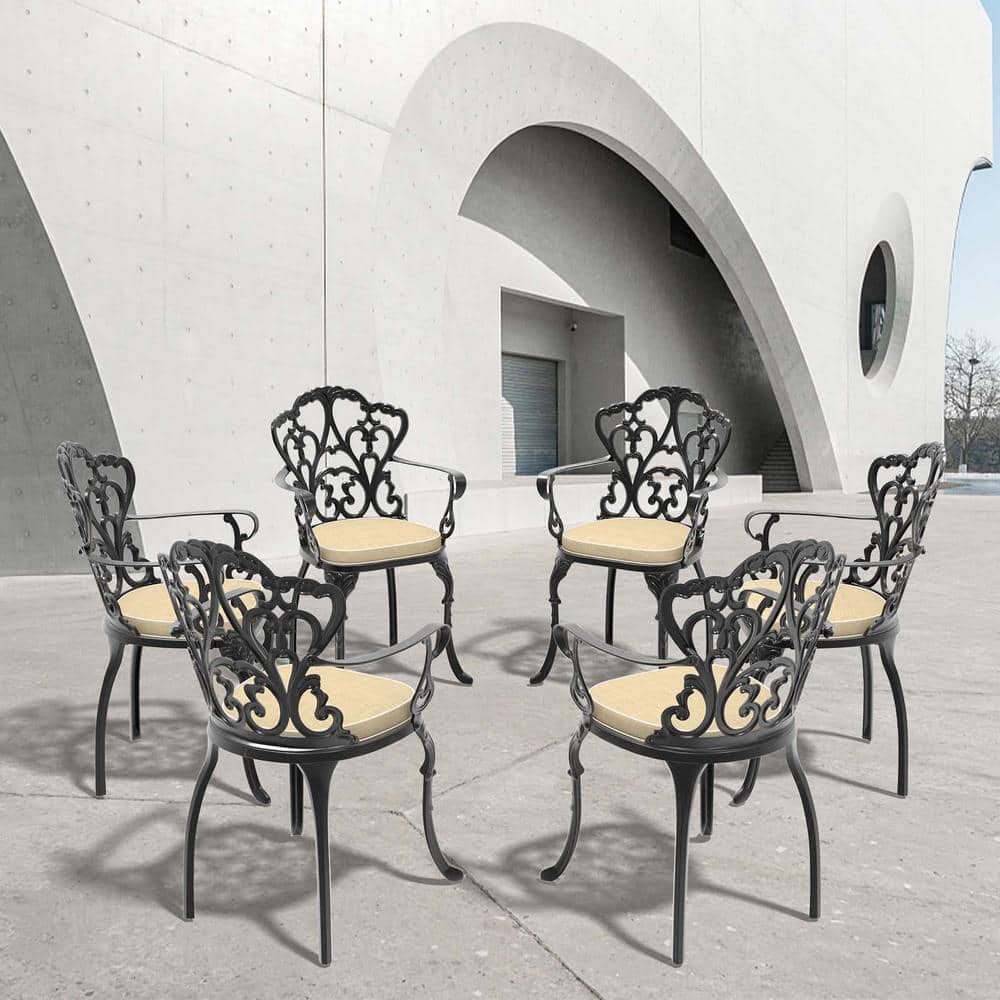 Cast Aluminum Outdoor Dining Chair All-Weather Patio Dining Chair Bistro Ch