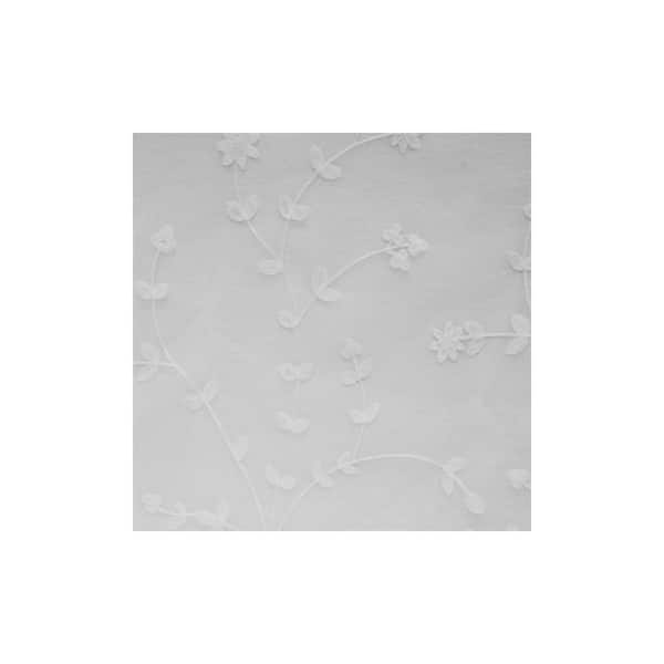 Habitat Grandeur White Polyester Floral 52 in. W x 95 in. L Pole Top Indoor Sheer Curtain (Single Panel)