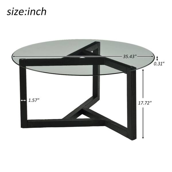 35 43 Black Round Glass Top Coffee Table With Wood Base Yj Yuki9595601 35 43 Black Round Glass Top Coffee, Coffee Table Round Glass Top Black