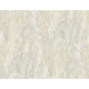 Veined Marble Beige and Cream Paper Non - Pasted Strippable Wallpaper Roll (Cover 60.75 sq. ft.)