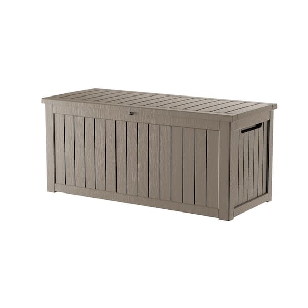 Decksplore 230 Gal. Light Brown Resin Storage Deck Box for Outdoor Indoor