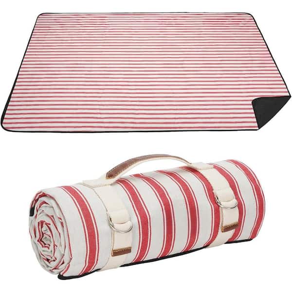 Waterproof Picnic Blanket Portable with Carry Strap for Beach Mat or Family Outdoor Camping Party (Apple Red)
