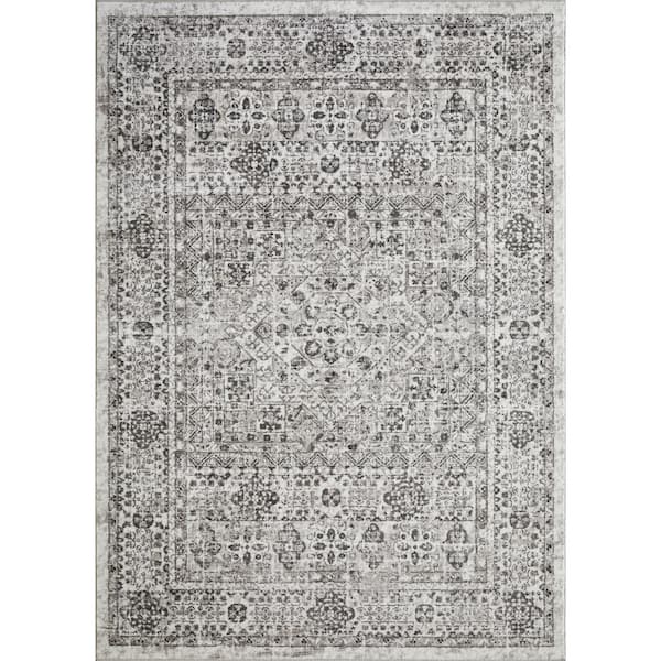 LOOMAKNOTI Rhane Aleckan Gray 7 ft. 10 in. x 9 ft. 10 in. Oriental ...