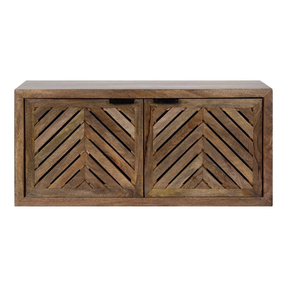 Rustic Brown Mango Wood 2-Door Wall Cabinet