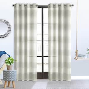 Paraiso Ivrory Grey Polyester 52 in. W x 84 in. L Textured Grommet Indoor Sheer Curtain (Single Panel)
