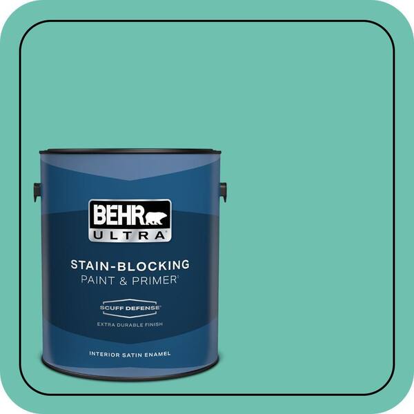 BEHR ULTRA 1 gal. #P440-4 March Aquamarine Extra Durable Satin Enamel Interior Paint & Primer