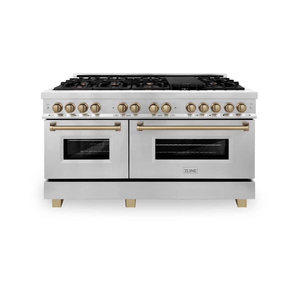 Autograph Edition 60 in. 9 Burner Double Oven Dual Fuel Range in Stainless Steel and Champagne Bronze price history on PriceWatchPro