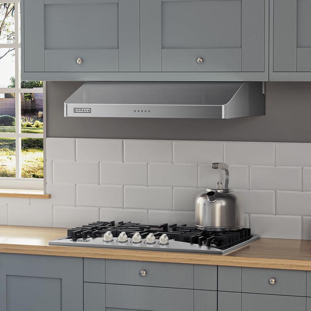 Empava 30 in. 500 CFM Ducted Under the Cabinet Range Hood with LED Lights in Stainless Steel with Exhaust Kitchen Vent Duct, Silver