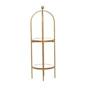 46 in. 2 Shelves Metal Stationary Gold Shelving Unit