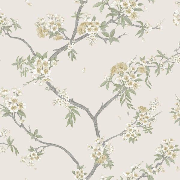 Cherry Blossom Yellow and Cream Non-Pasted Wallpaper (Covers 56 sq. ft. )