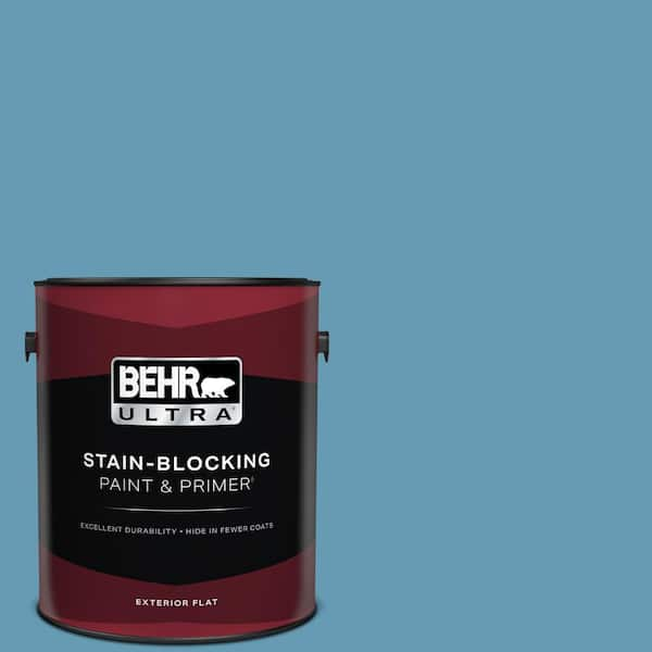 BEHR ULTRA 1 gal. #S490-4 Yacht Blue Flat Exterior Paint & Primer