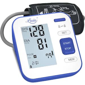 Automatic Digital Blood Pressure Monitor Upper Arm with Cuff 22-40cm, 2x120 Sets Memory in White/Blue