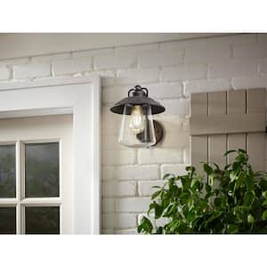 9.84 in. 1-Light Rust Outdoor Wall Lantern Sconce with Photocell