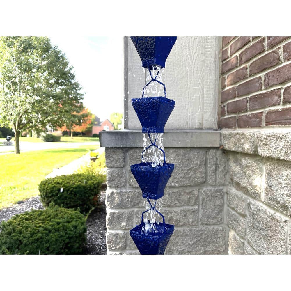 8.5 FT Blue Powder Coated Metal Rain Chain