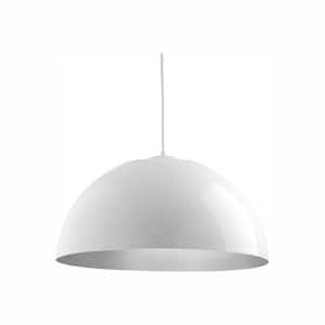 Dome Collection 22 in. 29-Watt White Integrated LED Modern Cord Hung Kitchen Pendant