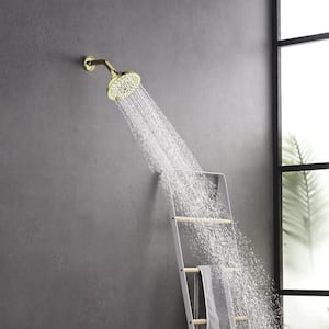 6-Spray Patterns 5 in. Ceiling Mounted Adjustable Fixed Shower Head with Anti-Clogging Nozzles in Gold