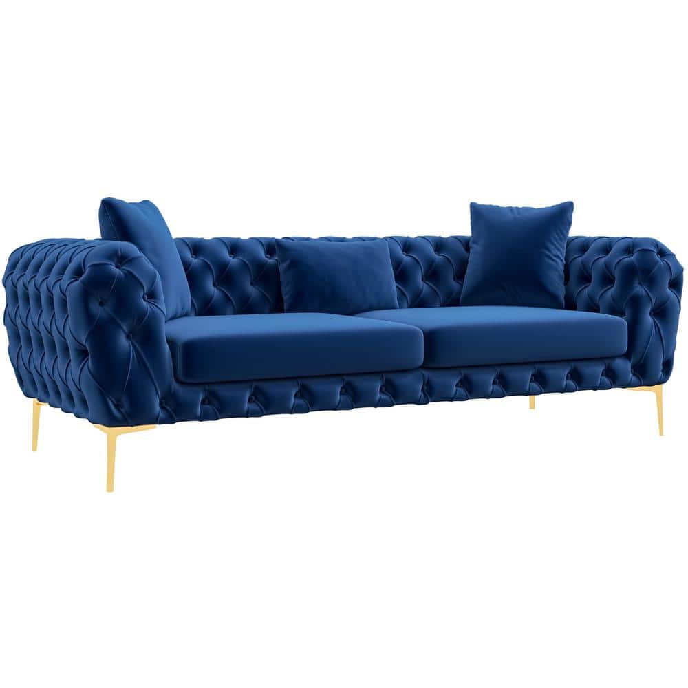 Ashcroft Furniture Co Melody 89 in. W Round Arm Chesterfield Velvet ...