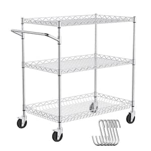 Kitchen Utility Cart 30 in. Wire Rolling Cart with Wheels Metal Storage Trolley NSF Listed Kitchen Carts,Silver