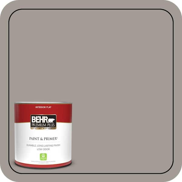 BEHR PREMIUM PLUS 1 qt. #PPU18-15 Fashion Gray Flat Low Odor Interior Paint & Primer