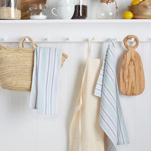 Morris Aqua Multicolor Stripe Cotton Kitchen Towel (Set of2)