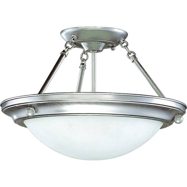 Progress Lighting Eclipse Collection 2-Light Brushed Steel Semi-Flushmount-DISCONTINUED