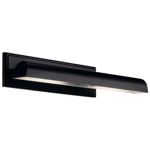 KICHLER Carston 24.25 in. 2-Light Black LED Hallway Indoor Wall Sconce Picture Light with Adjustable Arm