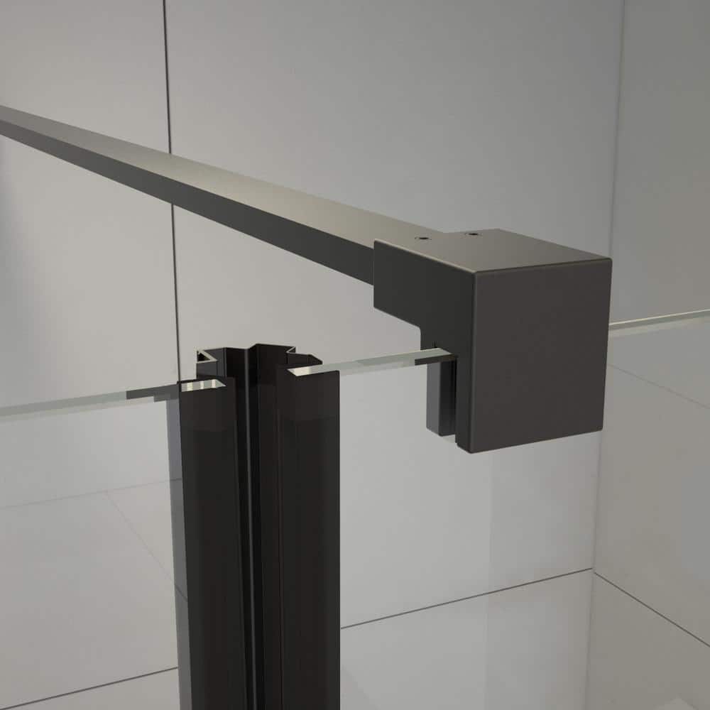 60'' Black Framed Glass Shower Enclosure with Acrylic Base