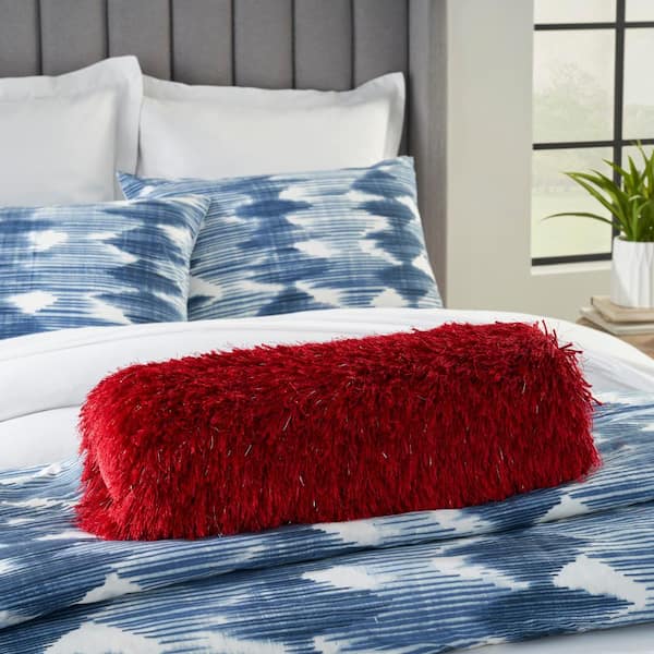 red shag pillow