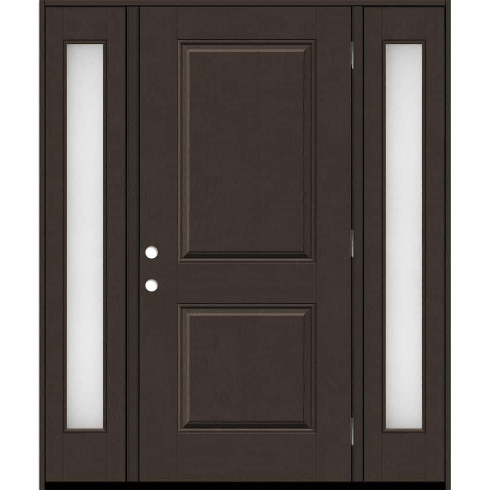 Regency 68 in. x 80 in. 2P Squaretop LHOS Hickory Stain Mahogany Fiberglass Prehung Front Door w/Obscure14in. SLs 4-9/16 price history on PriceWatchPro
