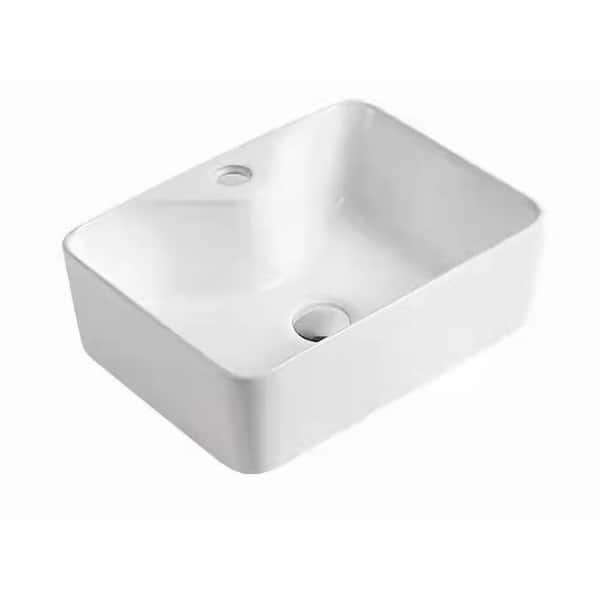 Satico Amuering 19 in. Topmount Bathroom Sink Basin in White