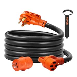 Generator Power Cord 15 ft. 6/3+8/1 AWG 50 Amp STW RV Extension Cord NEMA 14-50 Plug with LED Indicator 15 Amp Adapter