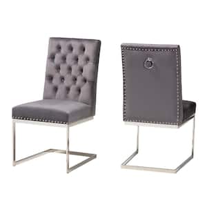 Sherine Grey and Silver Dining Chair (Set of 2)