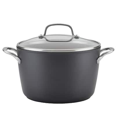 8-Quart, Matte Black Hard-Anodized Induction Nonstick Stockpot with Lid