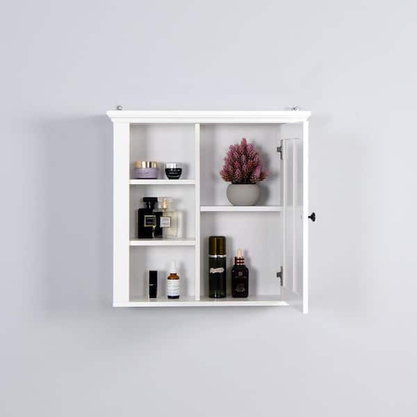 FORCLOVER 14 in. W x 7 in. D x 20 in. H Wall Mounted Bathroom Storage Wall Cabinet in White